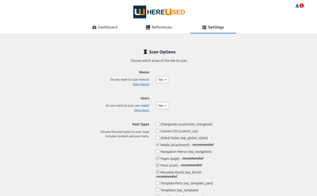 WhereUsed Plugin Settings Screenshot